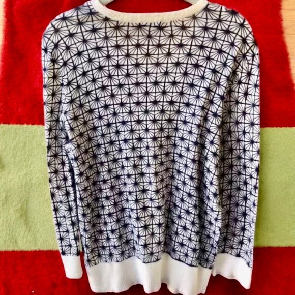 Halogen Cotton Cardigan Sweater Button Down Black + White Pattern 3/4 sleeves - Picture 8 of 8